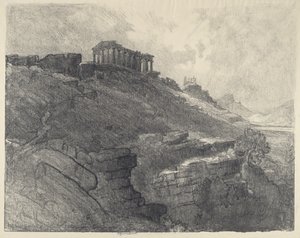 Świątynie na murze, Girgenti, 1913. autorstwa Joseph Pennell