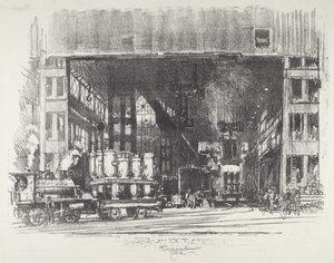 Urny, rzucanie dużych muszli, 1916. autorstwa Joseph Pennell