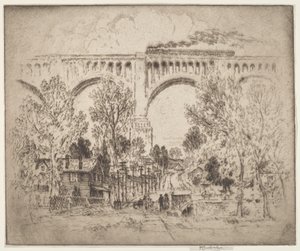 Wiadukt, D., L. & W. w Nicholson, Pa. autorstwa Joseph Pennell