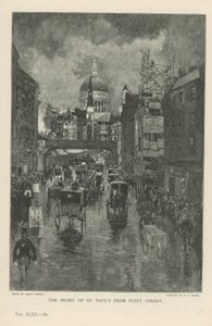 Front katedry św. Pawła od strony Fleet Street autorstwa Joseph Pennell