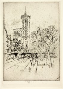 Times Building i 42nd Street autorstwa Joseph Pennell
