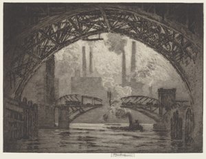 Pod mostami, Chicago autorstwa Joseph Pennell