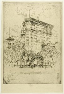Union Square i Bank of Metropolis autorstwa Joseph Pennell