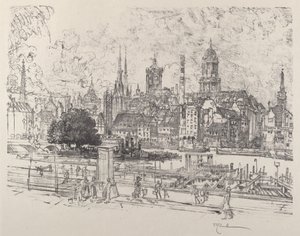 Widok na Szprewę, Berlin, 1921. autorstwa Joseph Pennell
