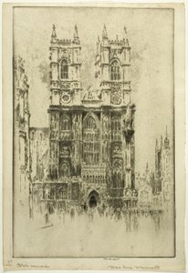 Front Zachodni, Opactwo Westminsterskie autorstwa Joseph Pennell