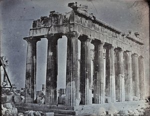 Fasada i północna kolumnada Partenonu na Akropolu, Ateny autorstwa Joseph Philibert Girault De Prangey