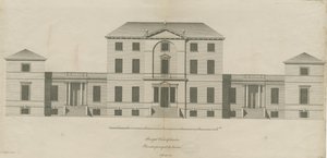 Sandon Hall: grawerowanie, nd [1769-1771] (druk) autorstwa Joseph Pickford
