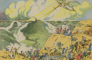 Mojżesz przekraczający Morze Czerwone (kolorowa litografia) autorstwa Joseph Porphyre Pinchon