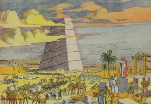 Wieża Babel (kolorowa litografia) autorstwa Joseph Porphyre Pinchon