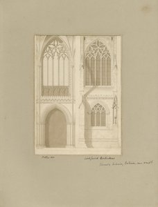 Wnętrze katedry w Lichfield - Chór: rysunek w sepii, [1819] (rysunek) autorstwa Joseph Potter