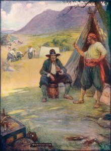 Tam, gdzie teraz stoi Wielkie Miasto Kapsztadu, rozstawili namioty i chaty, ok. 1908, ok. 1920 r. autorstwa Joseph Ratcliffe Skelton