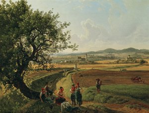 Widok na posiadłość Emmersdorf i zamek Rothenhof z opactwem w Melk w tle autorstwa Joseph Rebell