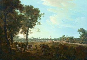 Scena z wojen napoleońskich: Początek przyczółka w Lobau autorstwa Joseph Rebell