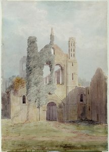 Opactwo Kirkstall z frontu zachodniego (akwarela na papierze) autorstwa Joseph Rhodes