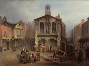 The Old Moot Hall, Leeds, ok. 1825 (olej na płótnie) autorstwa Joseph Rhodes