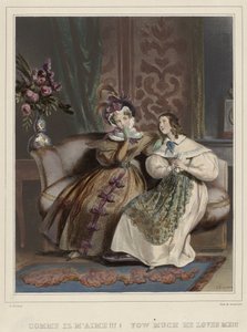 Kobiety. Galeria Mody, ca. 1830: Jak on mnie kocha!!! (...) autorstwa Joseph Rose Lemercier