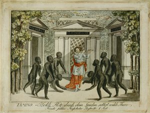 Tamino oswaja zwierzęta za pomocą Czarodziejskiego fletu ... (grawerunek) autorstwa Joseph Schaffer