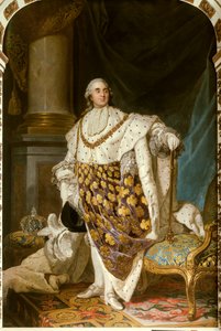 Portret u stóp króla Francji Ludwika XVI w stroju sakralnym (1754-1793) Posiada naszyjnik Zakonu Ducha Świętego (Ducha Świętego) - Obraz z Atelier Josepha Siffreda Duplessisa (1725-1802) (Józef- Siffrede, Joseph-Siffrede, Joseph Si
