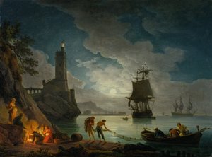 Port w świetle księżyca autorstwa Claude Joseph Vernet