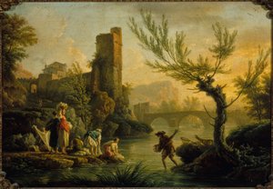 Pejzaż z praczkami, 1763 (olej na płótnie)