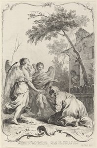 Abraham klęczący przed trzema aniołami autorstwa Joseph Wagner