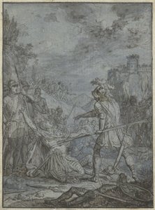 Poddanie się dowódcy armii Grupa podobnych ilustracji z rycerzami i jeźdźcami (tytuł serii)