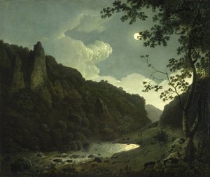 Dovedale w świetle księżyca autorstwa Joseph Wright of Derby