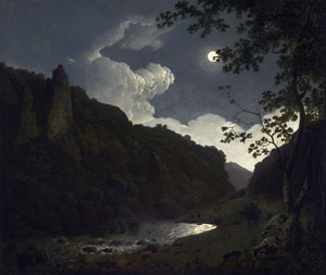 Dovedale w świetle księżyca autorstwa Joseph Wright of Derby