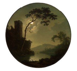 Jezioro z zamkiem na wzgórzu autorstwa Joseph Wright of Derby