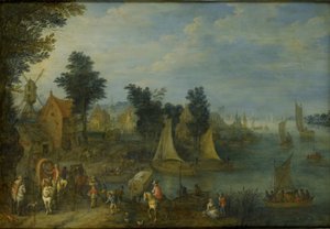Wioska nad brzegiem rzeki autorstwa Joseph van Bredael