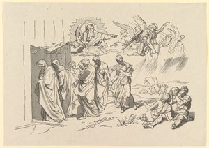Bóg wzywa Noego i jego rodzinę do arki, 1827 .