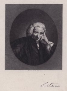 Laurence Sterne, irlandzki pisarz i duchowny, autor Tristram Shandy (grafika) autorstwa Joshua (after) Reynolds