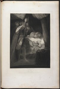 Druga część Króla Henryka VI akt III scena III - Król Henryk, Salisbury i Warwick; Kardynał w łóżku autorstwa Joshua (after) Reynolds