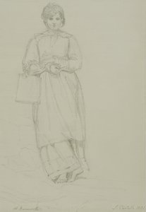 Młoda dziewczyna trzymająca bańkę po mleku, 1831 (grafit na papierze tkanym)