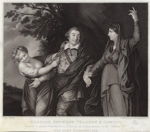 Garrick między tragedią a komedią autorstwa Joshua Reynolds
