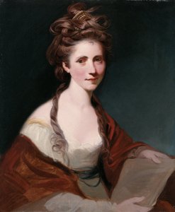 Portret Angeliki Kauffmann, do połowy długości w kolorze białym, w czerwonym szalu autorstwa Joshua Reynolds