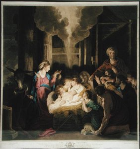 Narodzenie, rysowane przez Josiah Boydell i rytowane przez G.J & J.G Fracius (rycina kolorowa)