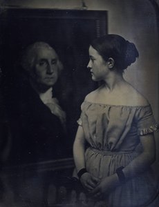 Dziewczyna z portretem Jerzego Waszyngtona, ca. 1850. Twórcy: Josiah Johnson Hawes, Albert Sands Southworth.