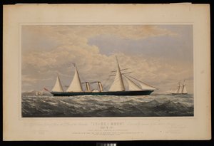 Dla Messrs Dent  Co z Chin, ta odbitka statku parowego Ly-Ee-Moon, Norman Hill, Esqr Commander.... zbudowanego przez Thames Iron Works and Shipbuilding Company, Blackwall..., ok. 1860 (litografia, kolorowana) autorstwa Josiah Taylor