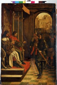 „„Święty Sebastien przed cesarzem Dioklecjanem i Maksymijanem”” (św Sebastien przed cesarzami Dioklecjanem i Maksymianem). Cesarze rzymscy Dioklecjan (Gaius Aurelius Valerius Diocletianus, 245-316) i Maksymian Herkules (Marcus Aurelius Valerius Maxim