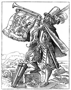 Trębacz wojskowy, XVI w. 1849 r. autorstwa Jost Amman