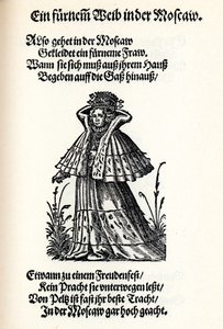 Szlachetna kobieta z Moskwy. Z Frauentrachtenbuch Frankfurt, 1586, 1586 autorstwa Jost Amman