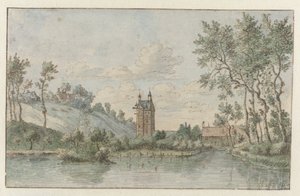 Krajobraz z Huis Kluys, niedaleko Brukseli autorstwa Josua de Grave (attributed to)