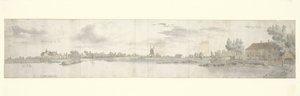 Panoramiczny widok na Kasteel Ooij i opłatę za przejazd, Brabancja Północna