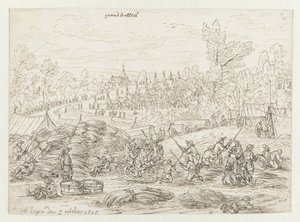 Widok obozowiska armii Willema III w pobliżu Grand-Hallet, Liège