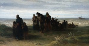 Rybacy niosący topielca, ok. 1861 (olej na płótnie) autorstwa Jozef (1824 1911) Israels