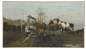 Rozmowa przy Studni, 1877 autorstwa Jozef Brandt