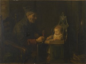 Stary człowiek i niemowlę autorstwa Jozef Israëls