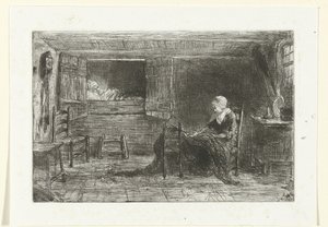 Dwie postacie we wnętrzu autorstwa Jozef Israëls (possibly copy after)