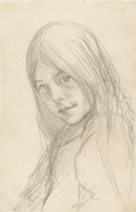Portret dziewczyny z rozpuszczonymi włosami autorstwa Jozef Israëls